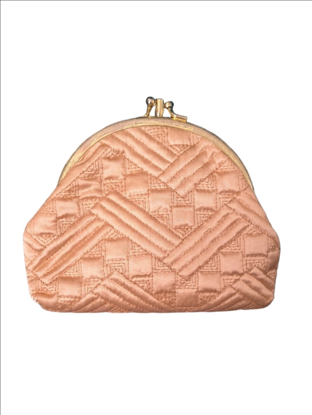 Vintage Quilted Kiss-Lock Coin Purse Clutch Wallet Grannycore Grandmacore
